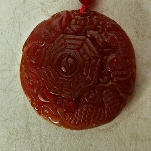 Vintage red agate‎ pendant necklace with red agate beads